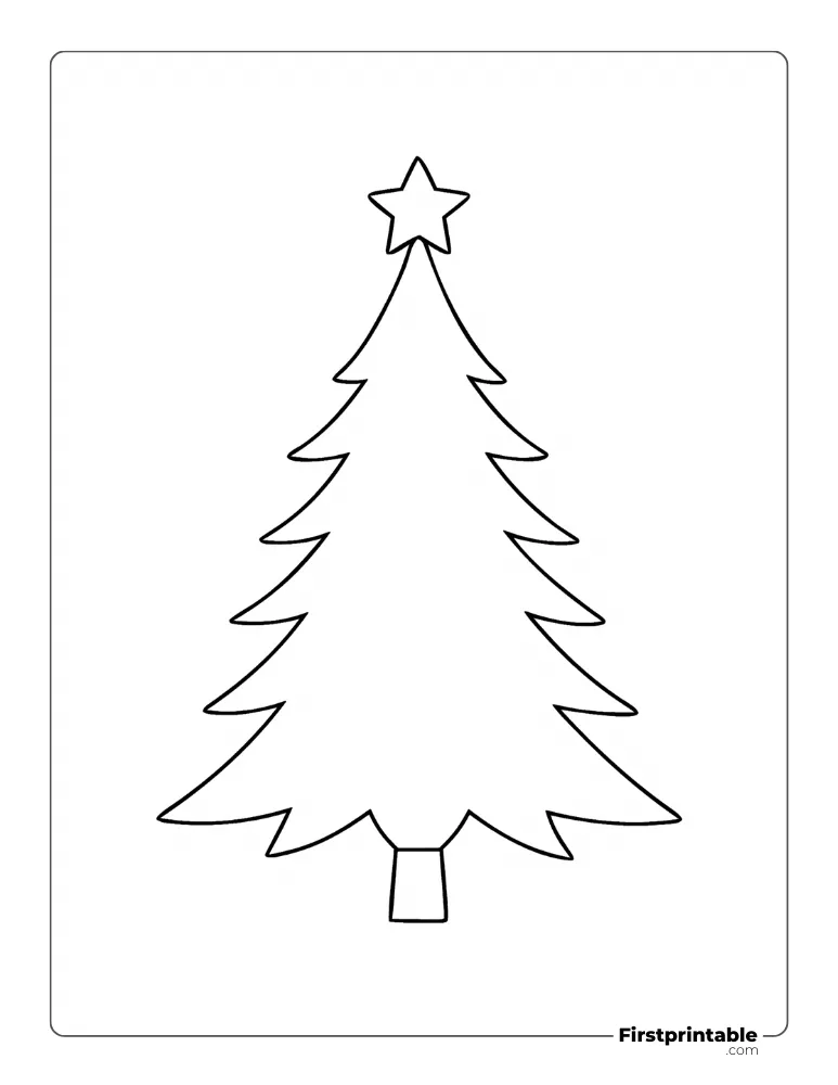 Pine XMas Tree Template with Star - Large Outline