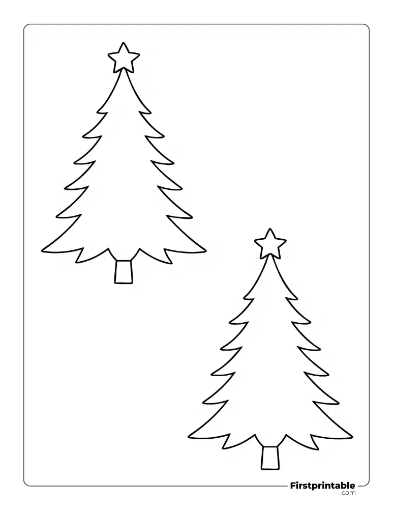 XMas Tree Template with Star - Medium Outline