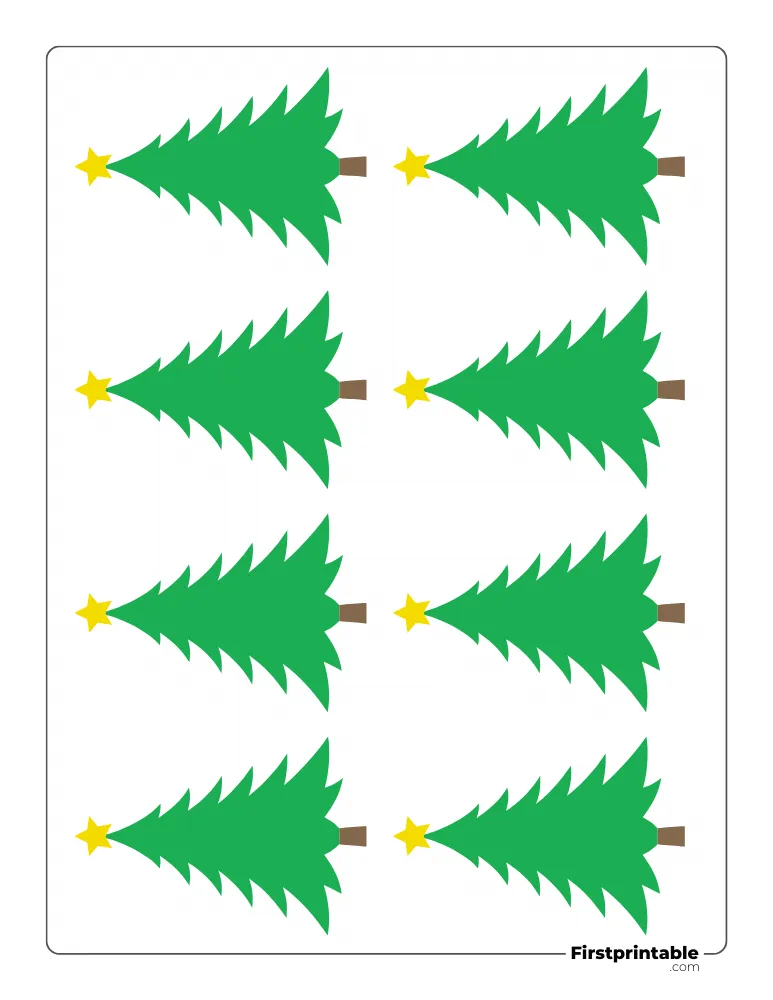 Pine XMas Tree Template with Star - XS Colored