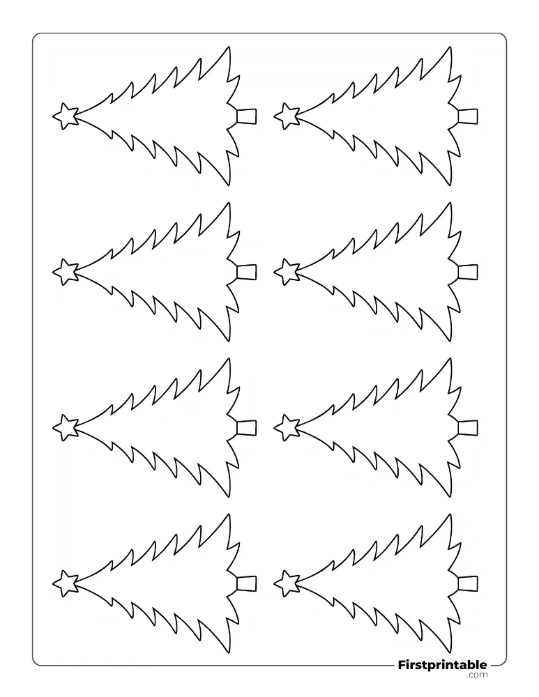 Pine XMas Tree Template with Star - XS Outline