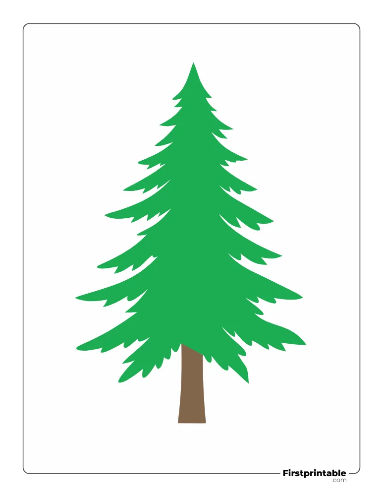 Pine Xmas Tree Template - Large Colored