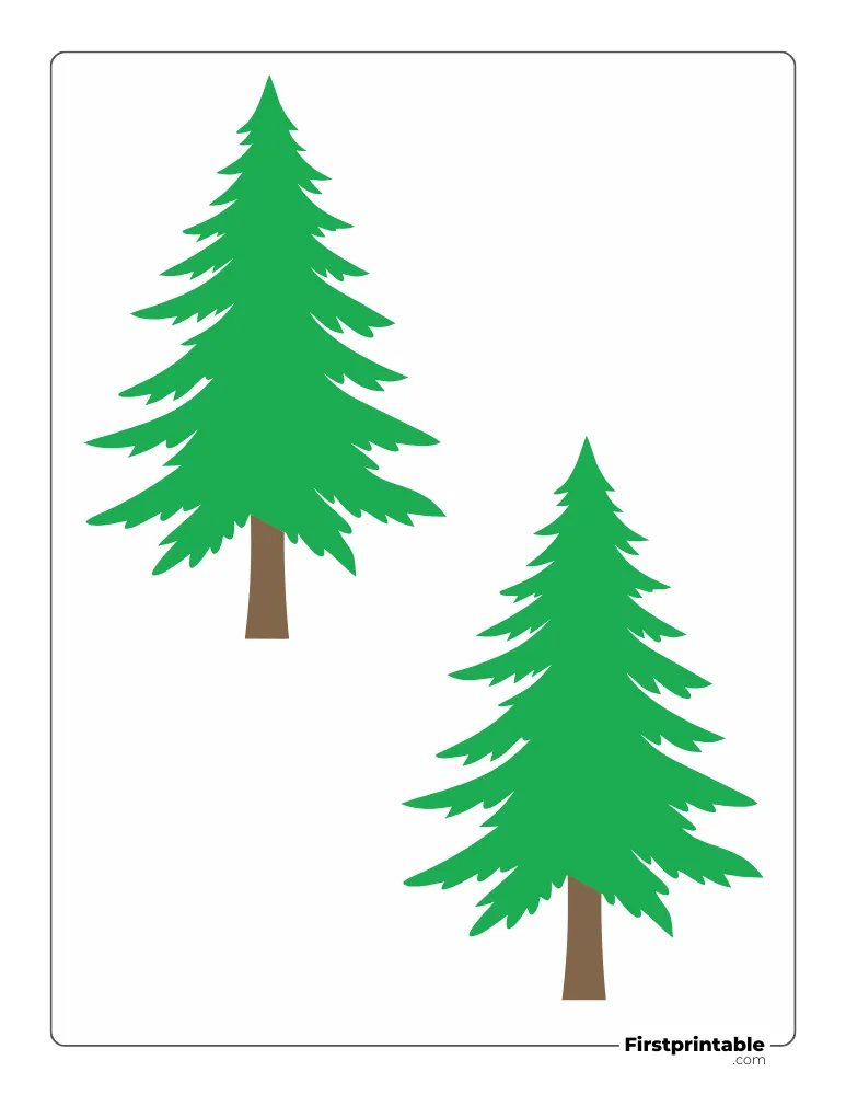 Pine Xmas Tree Template - Medium Colored