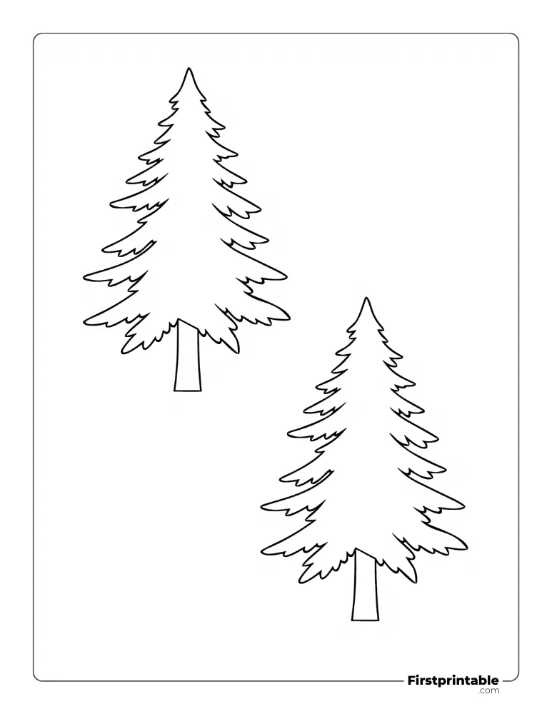 Pine Xmas Tree Template - Medium Outline