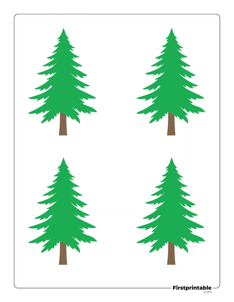 Pine Xmas Tree Template - Small Colored