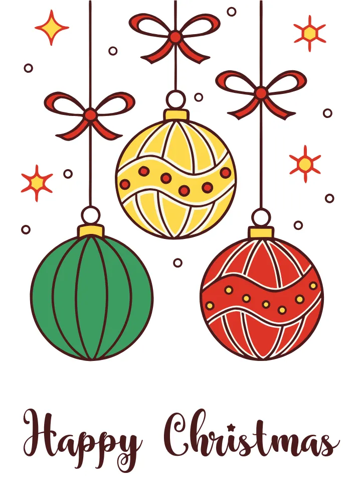Hanging Christmas Bulbs Card