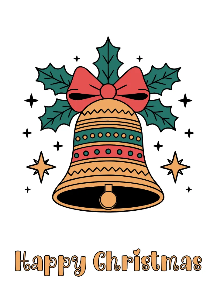 Holy Bell Happy Christmas Card