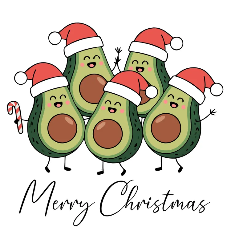 Cute Avocados Carolers Christmas Card