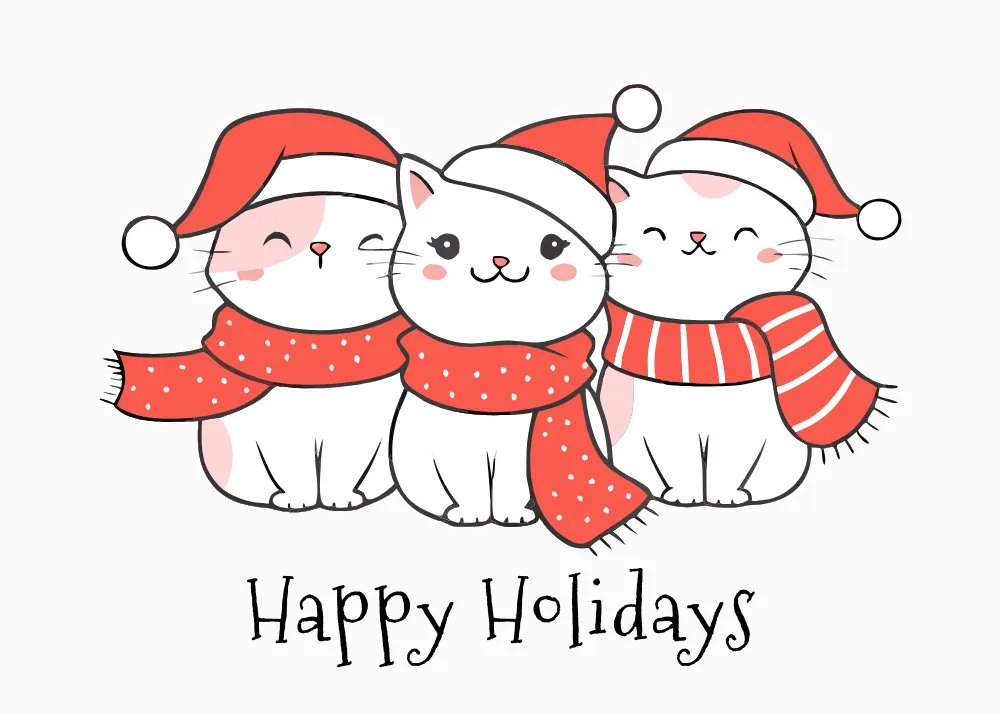 Happy Holidays Card with Cute Kittens