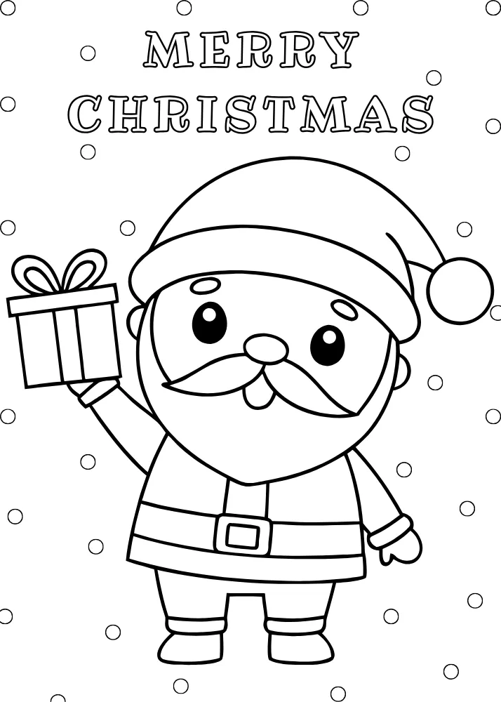Cartoon Santa with Gift Christmas Card