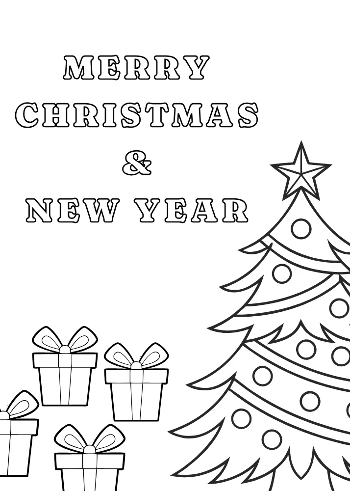 Merry Christmas and Happy New Year Coloring Card