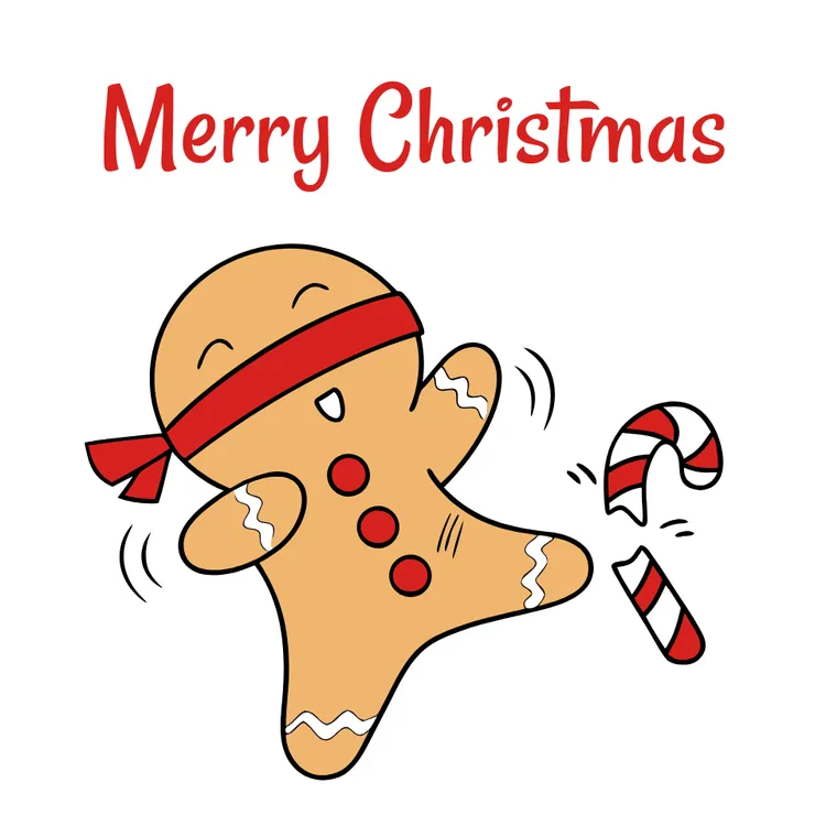 Gingerbread Man and Candy Cane  Xmas Card