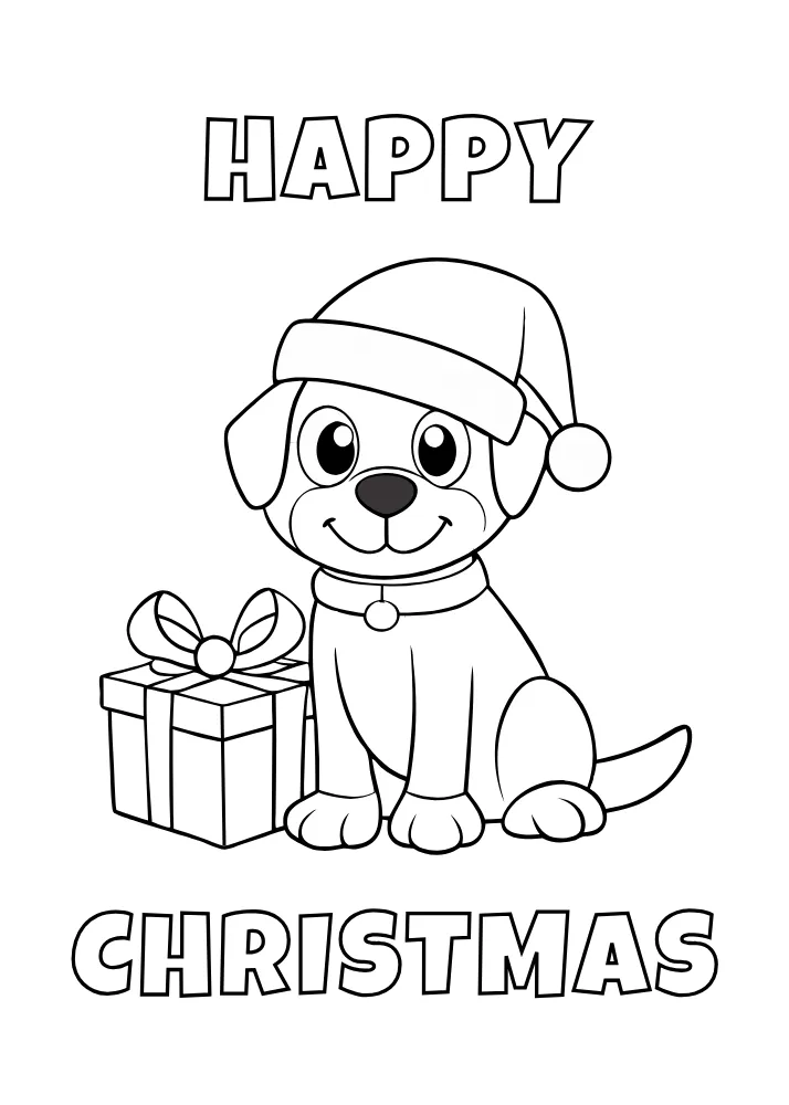 Christmas Card Featuring a Dog with a Present