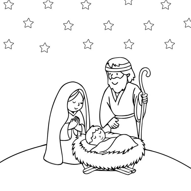 Christmas Nativity Coloring Card