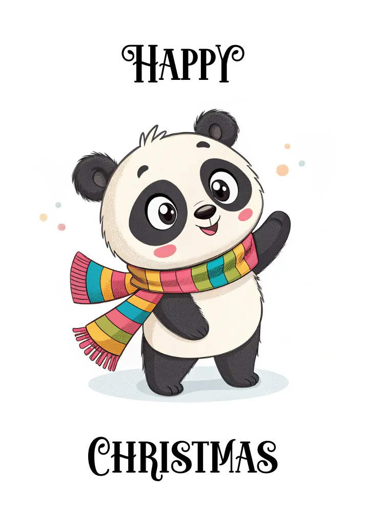 Happy Christmas Panda Themed Card