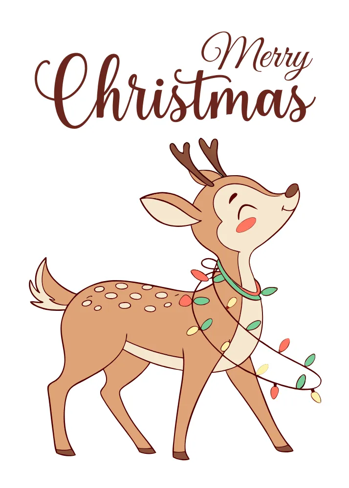 Reindeer and Bulb Merry Christmas Card