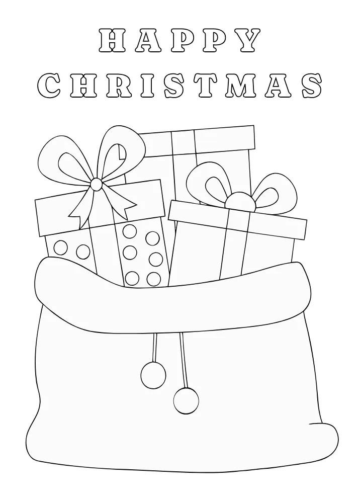 Gifts inside Santa Sack to Color