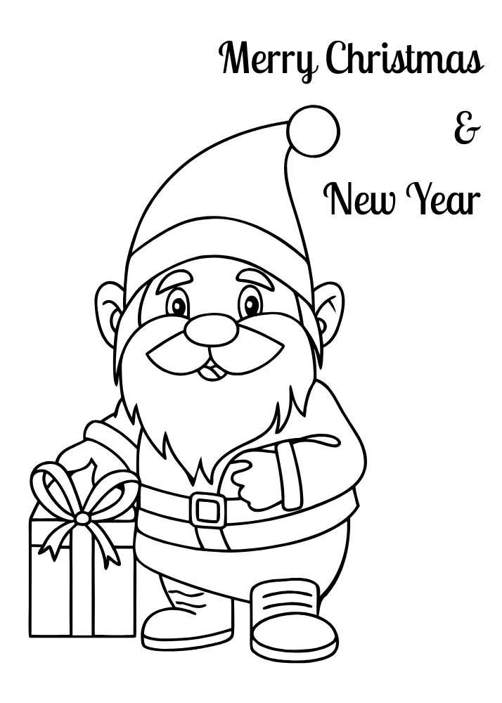 Cute Santa with Present Coloring Card