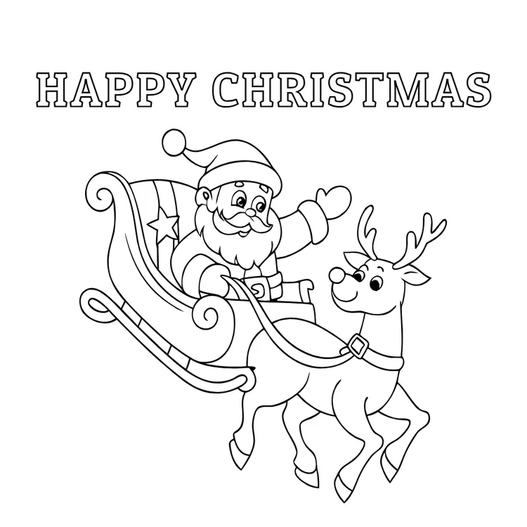 Color the Santa on the Sleigh Card