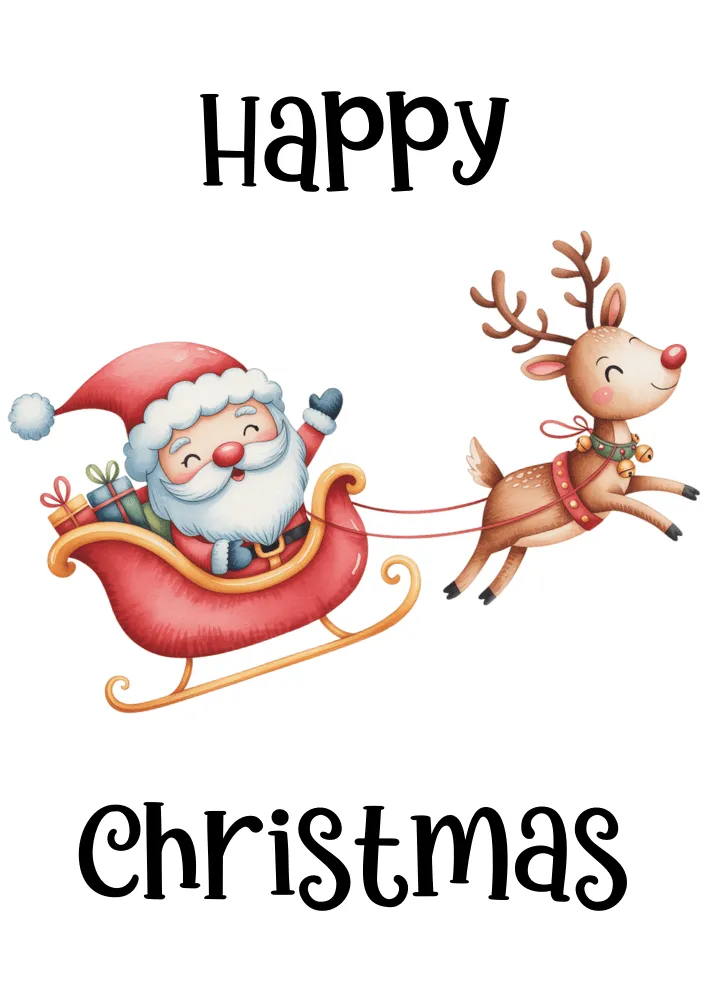 Santa on Sleigh Christmas Card