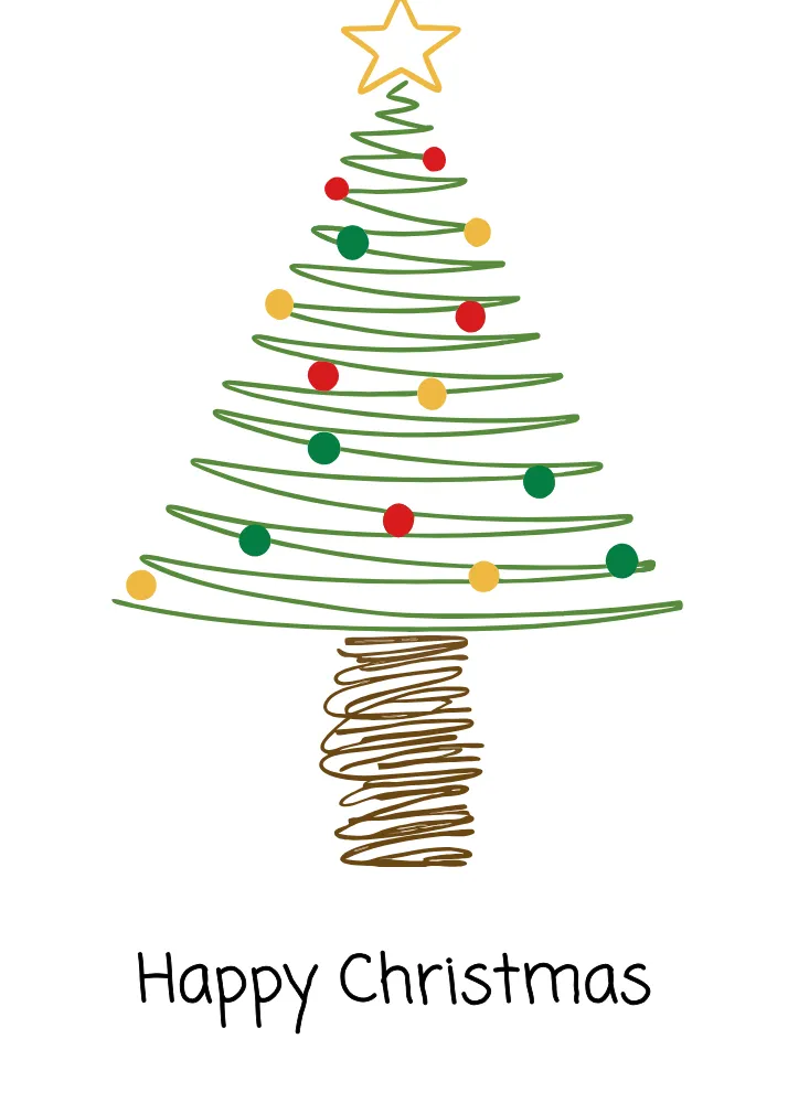 Scribble Christmas Tree Printable Card 
