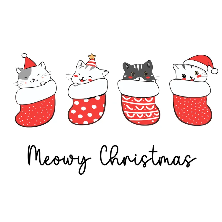Cute Cat Stocking Christmas Card