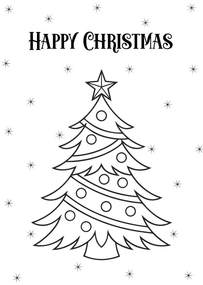 Cute Christmas Tree with Tinsel and Ornaments Card