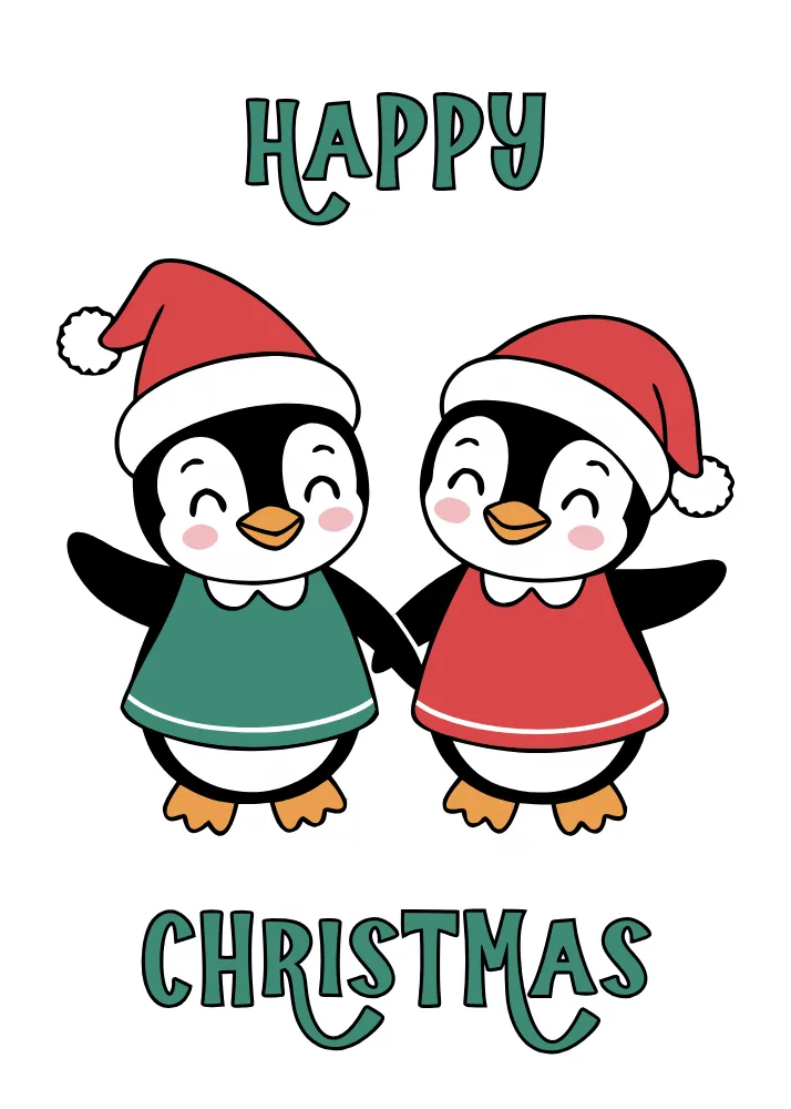 Cute Penguin Happy Christmas Card