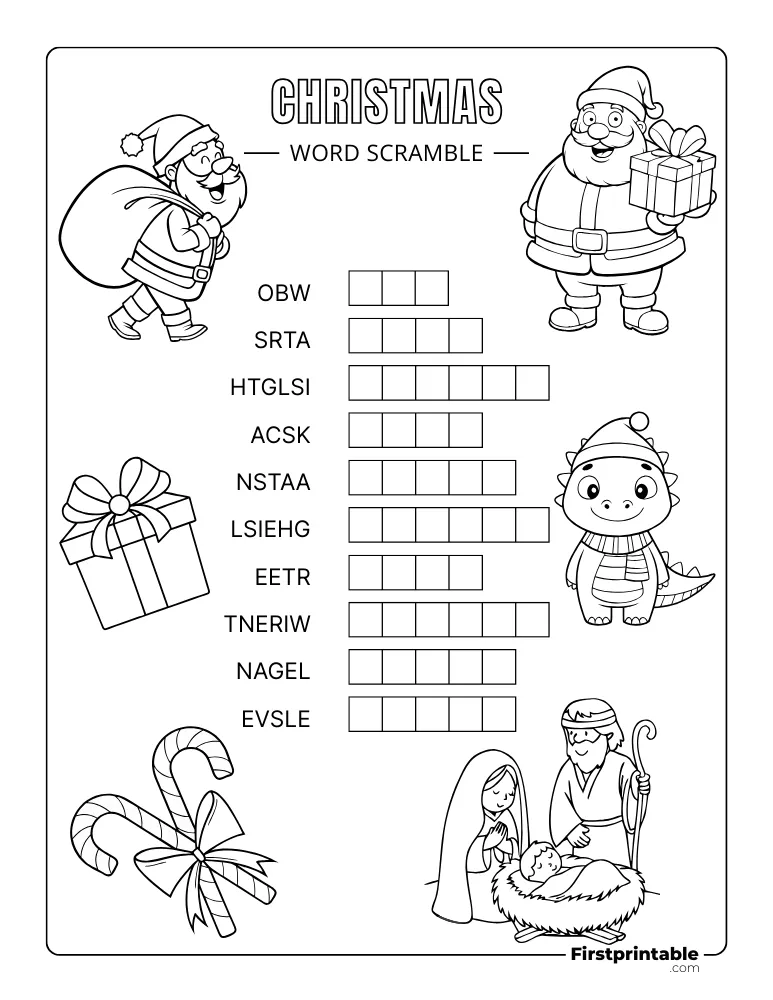 Christmas Word Scramble - Easy 02