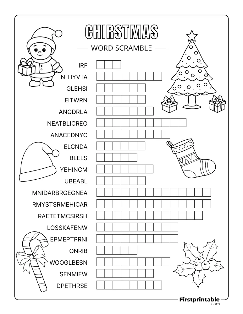 Christmas Word Scramble - Hard 01