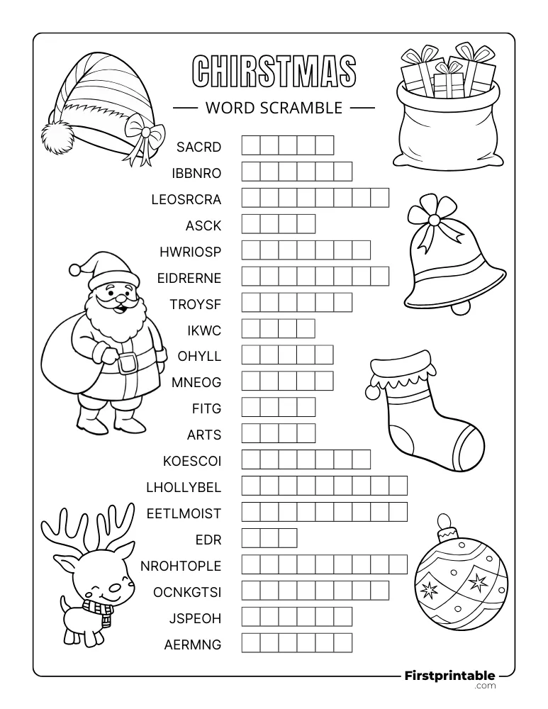 Christmas Word Scramble - Hard 02