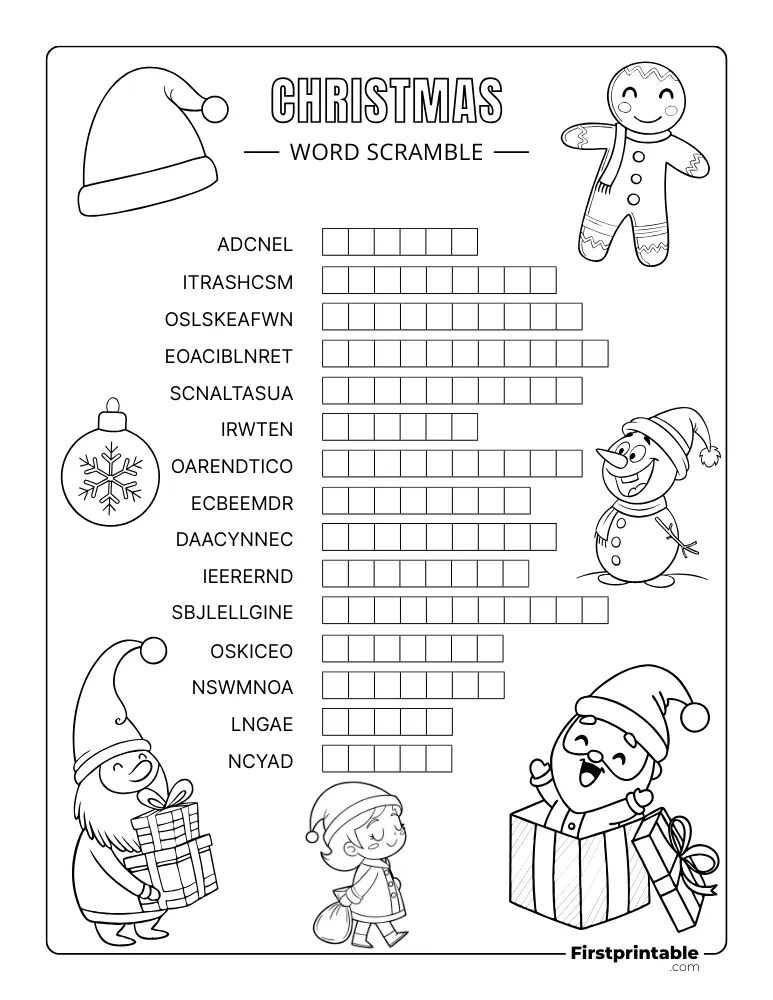 Christmas  Word Scramble - Medium 01