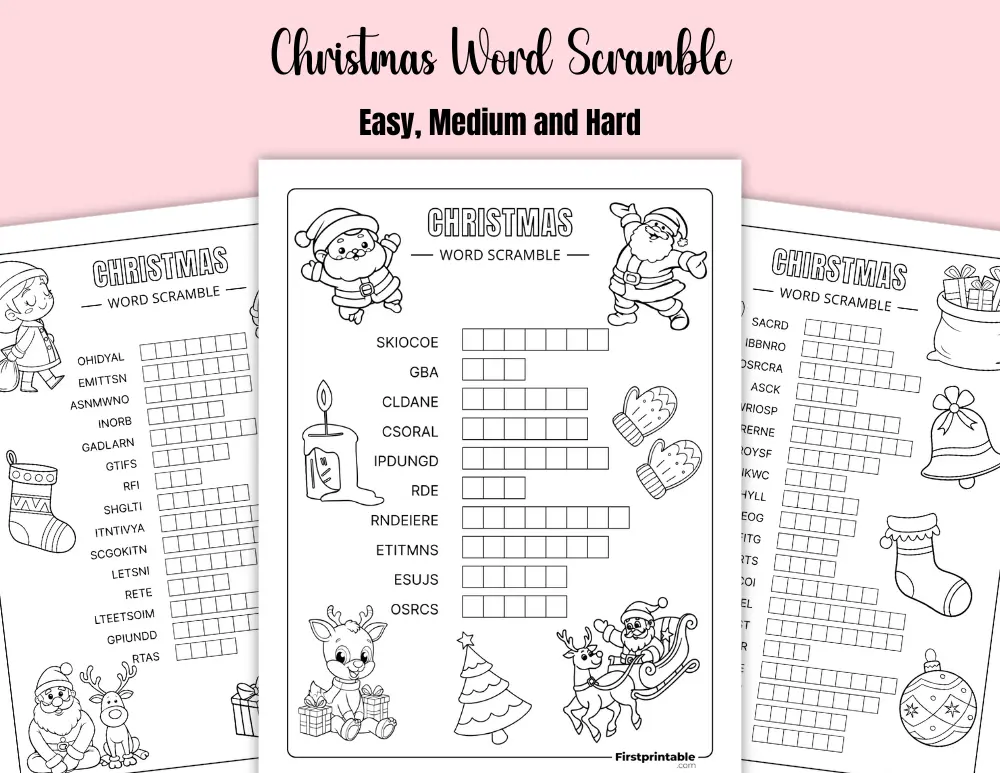 Printable Christmas Word Scramble
