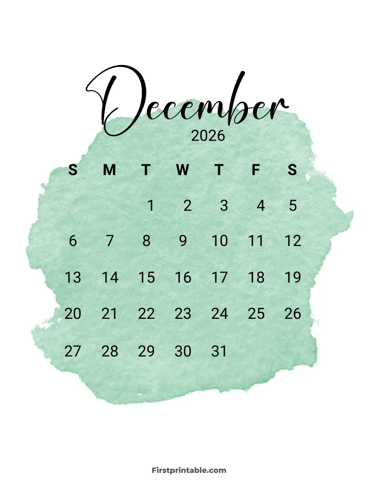Printable December Calendar 2026 Template 11
