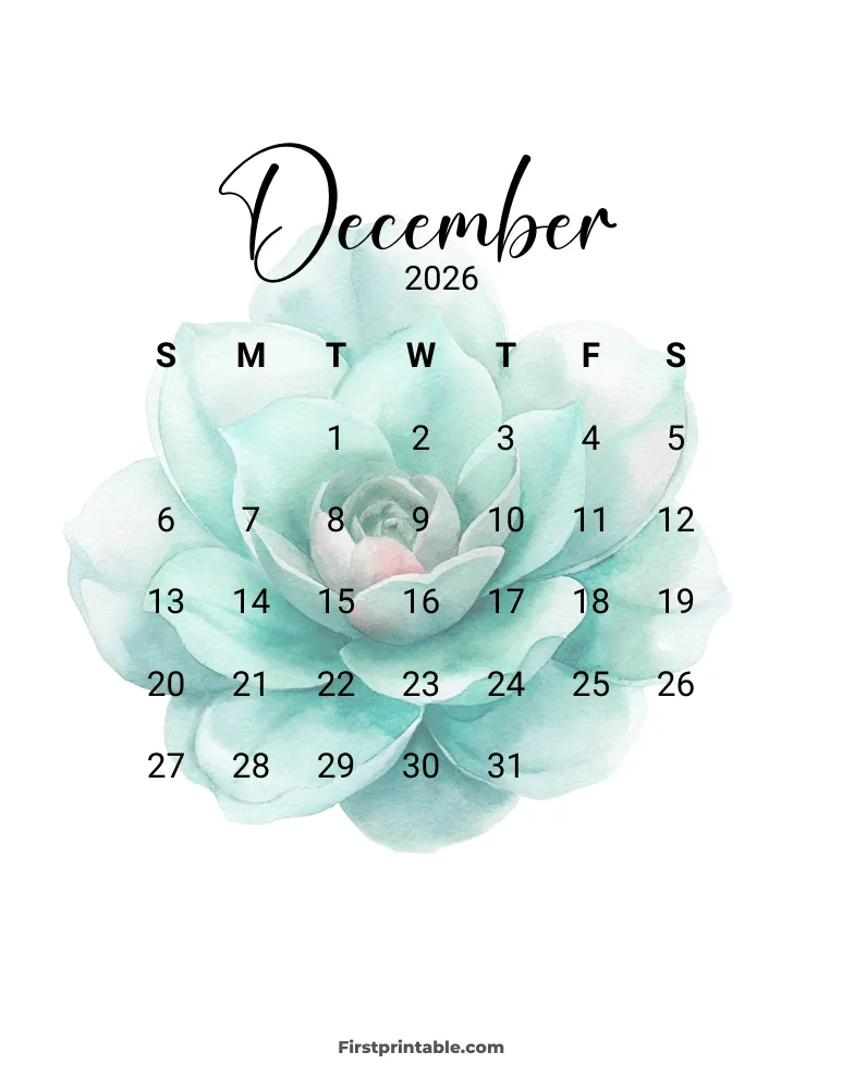 Printable December Calendar 2026 Template 12
