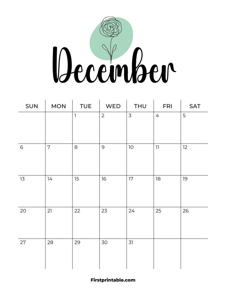Printable December Calendar 2026 Template 14