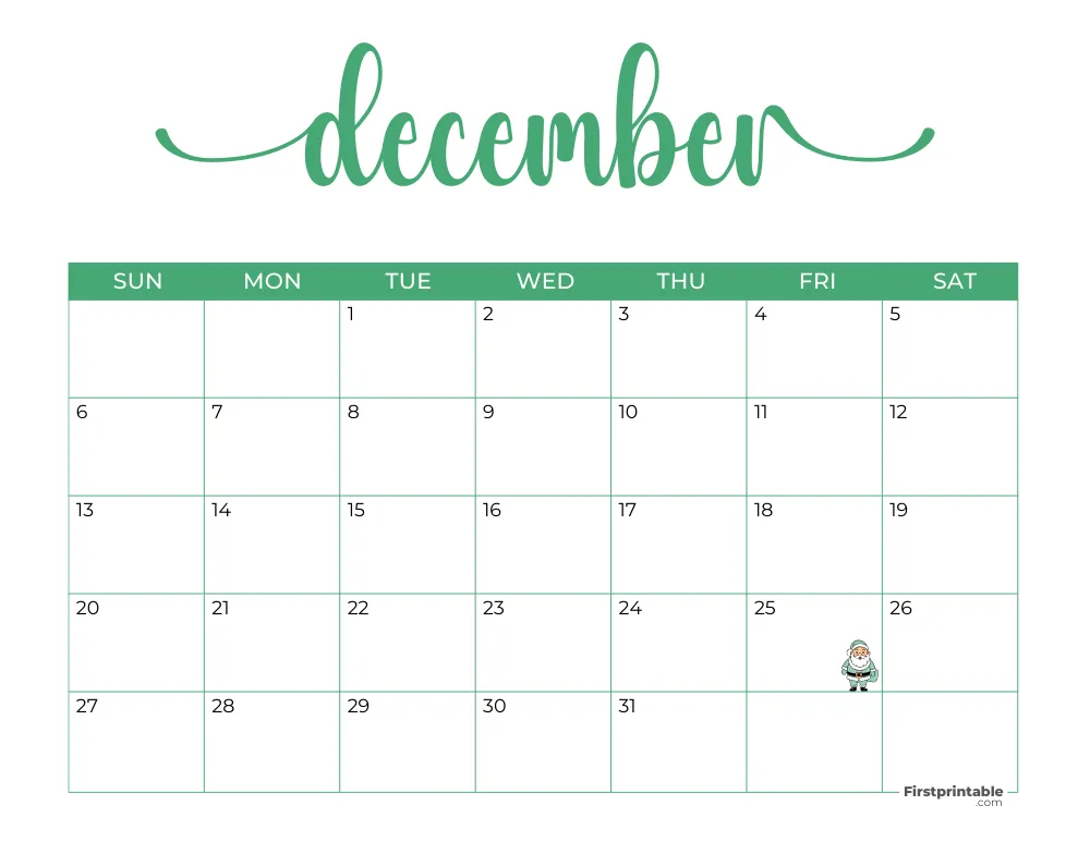 Printable December Calendar 2026 Template 21
