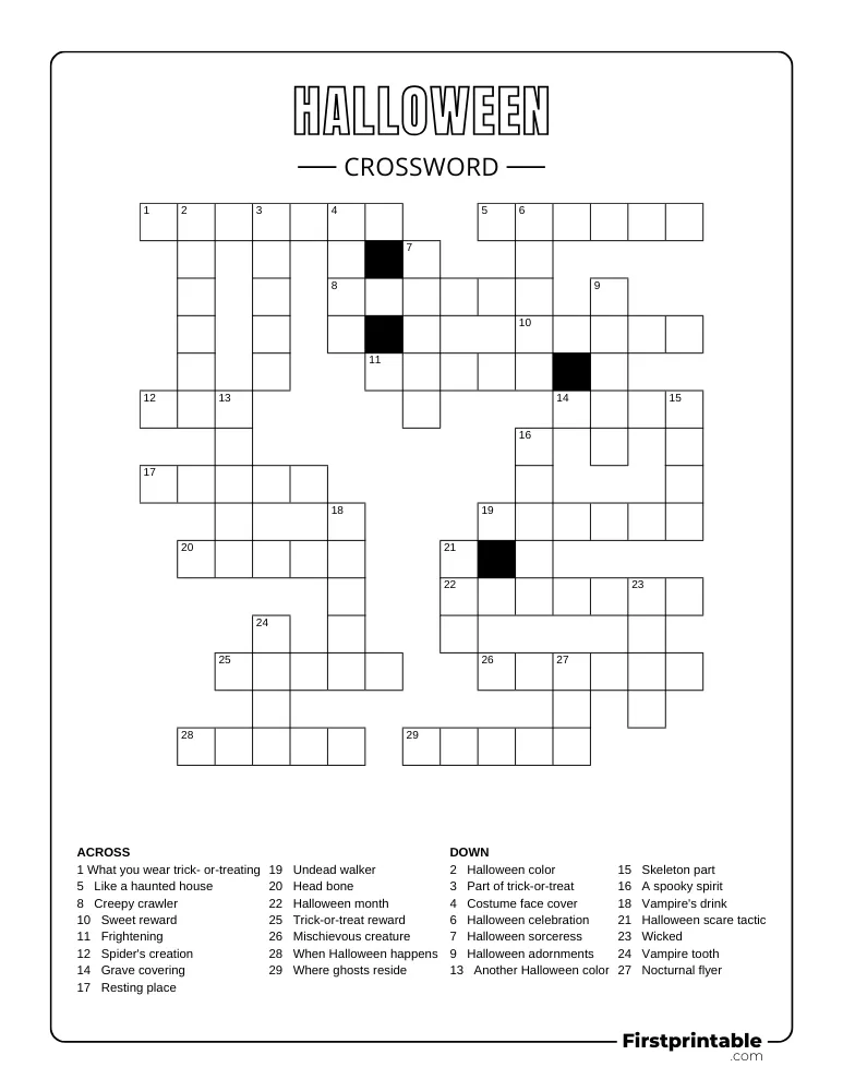 Halloween Crossword - Hard 01