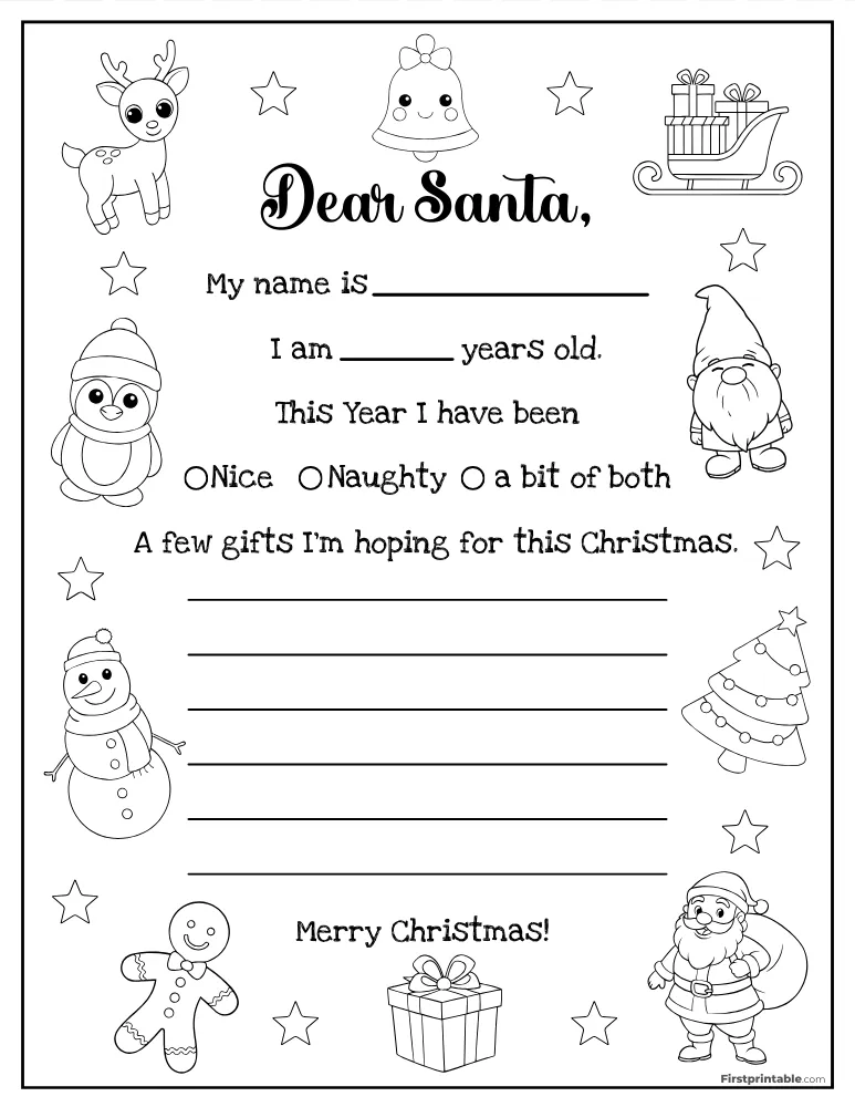 Printable Letter to Santa Template 03