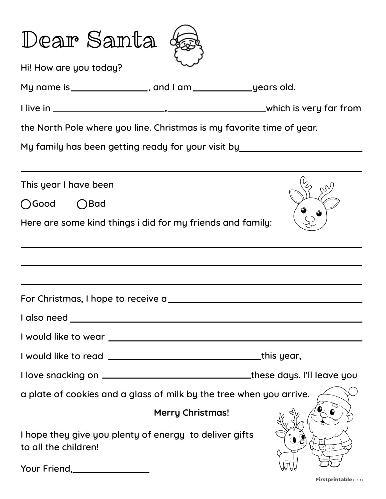 Printable Letter to Santa Template 06
