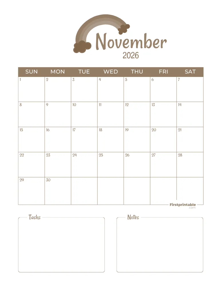 Printable November Calendar 2026 Template 03