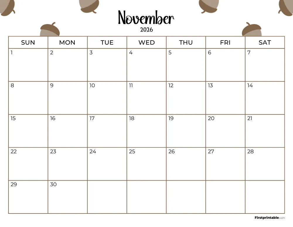 Printable November Calendar 2026 Template 17