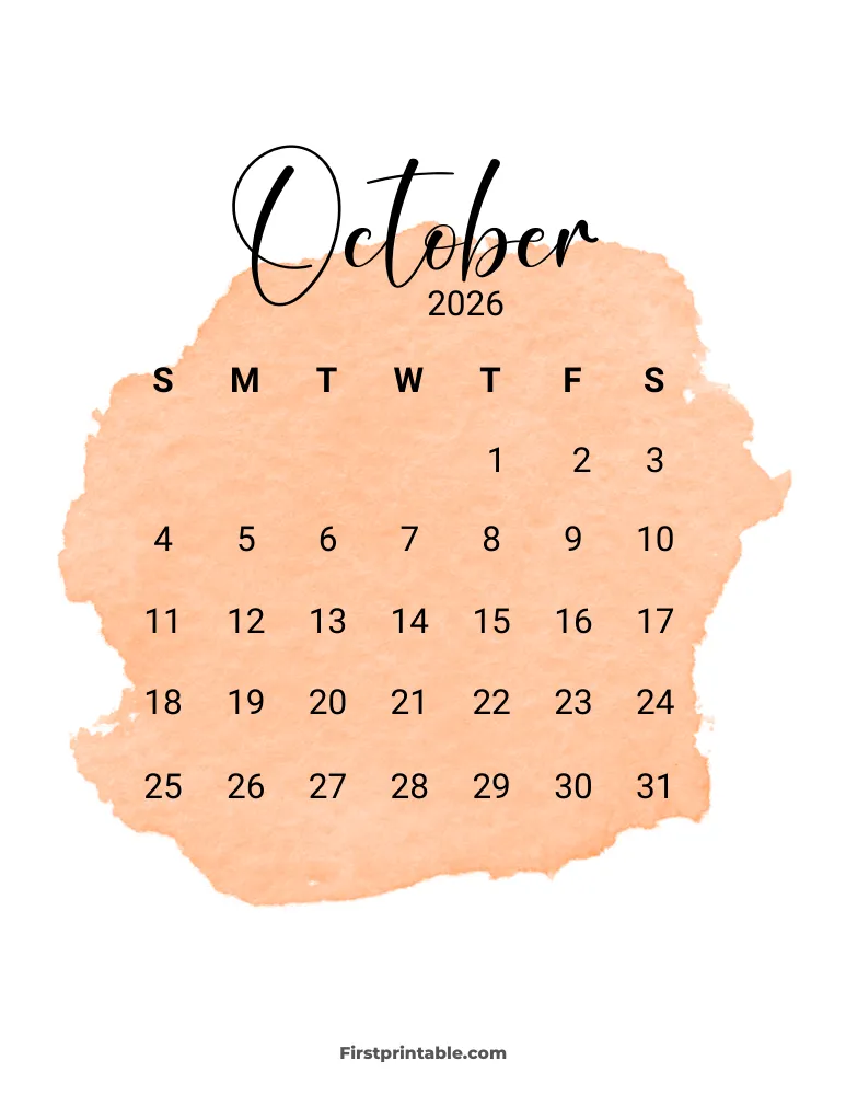 Printable October Calendar 2026 Template 11