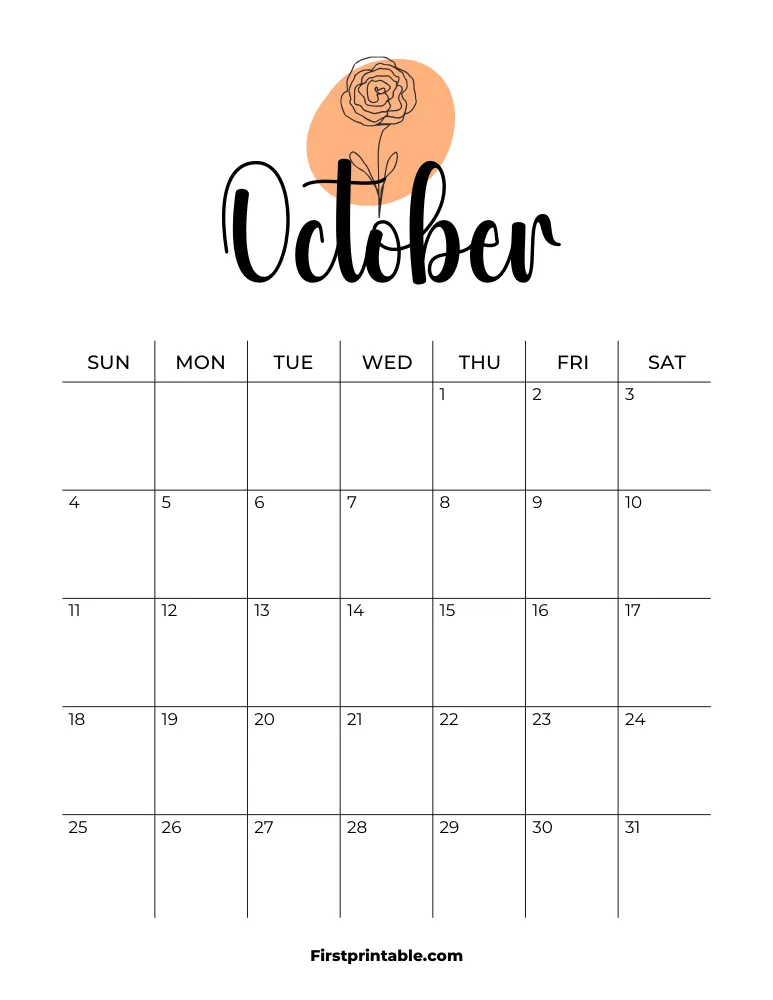 Printable October Calendar 2026 Template 14