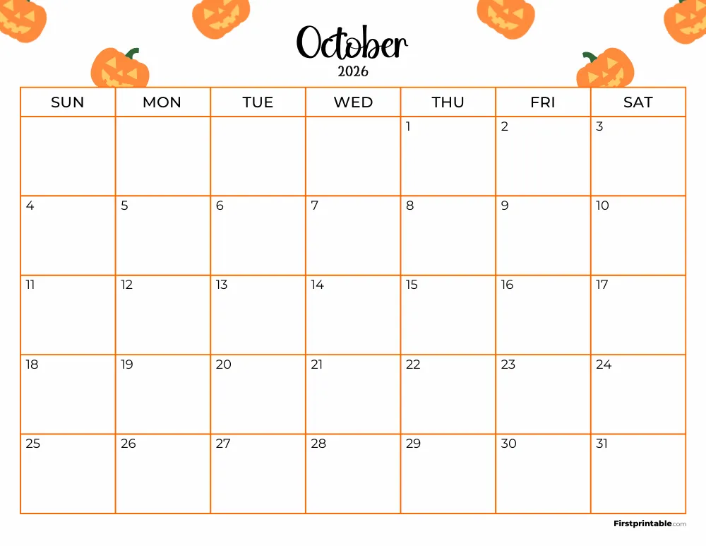 Printable October Calendar 2026 Template 17