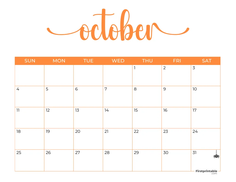 Printable October Calendar 2026 Template 21