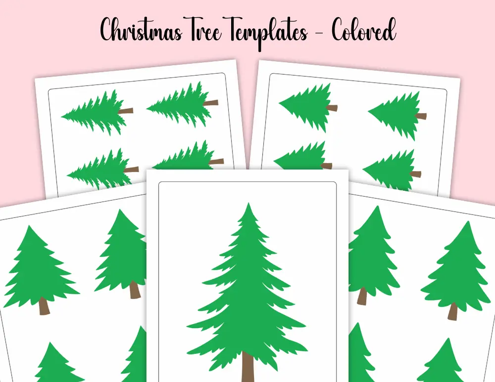 Printable Realistic Christmas Tree Templates Colored