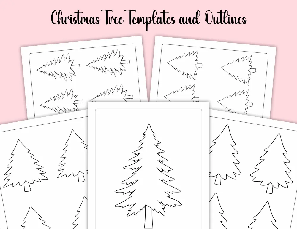Printable Realistic Christmas Tree Templates and Outlines