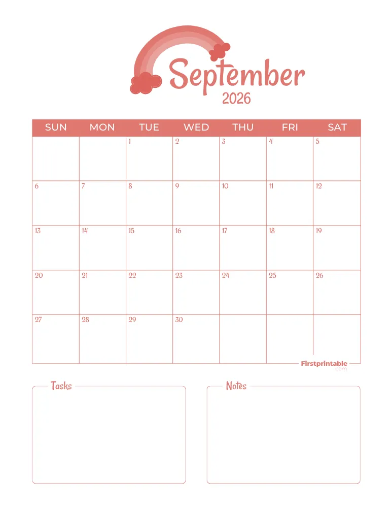 Printable September Calendar 2026 Template 03