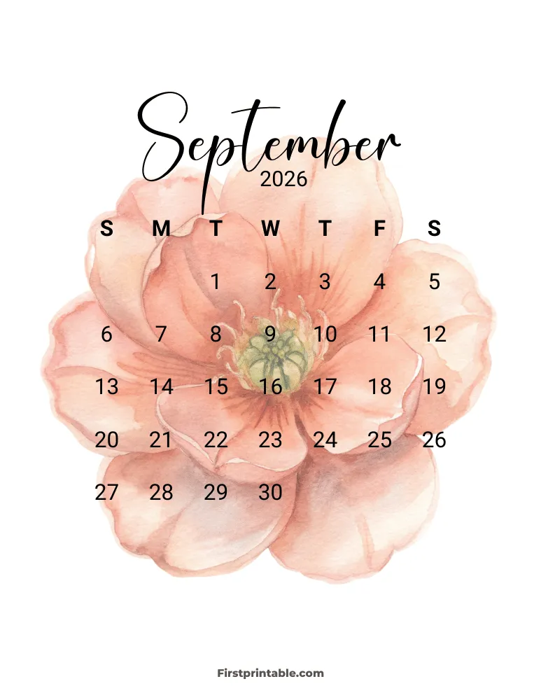 Printable September Calendar 2026 Template 12