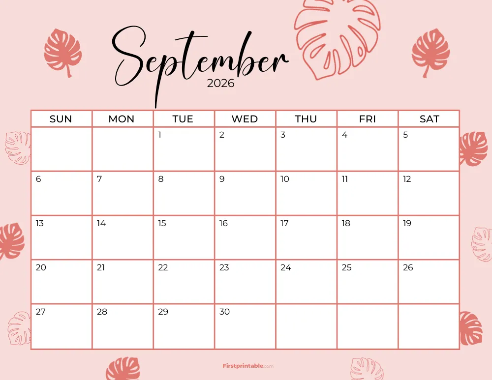 Printable September Calendar 2026 Template 19